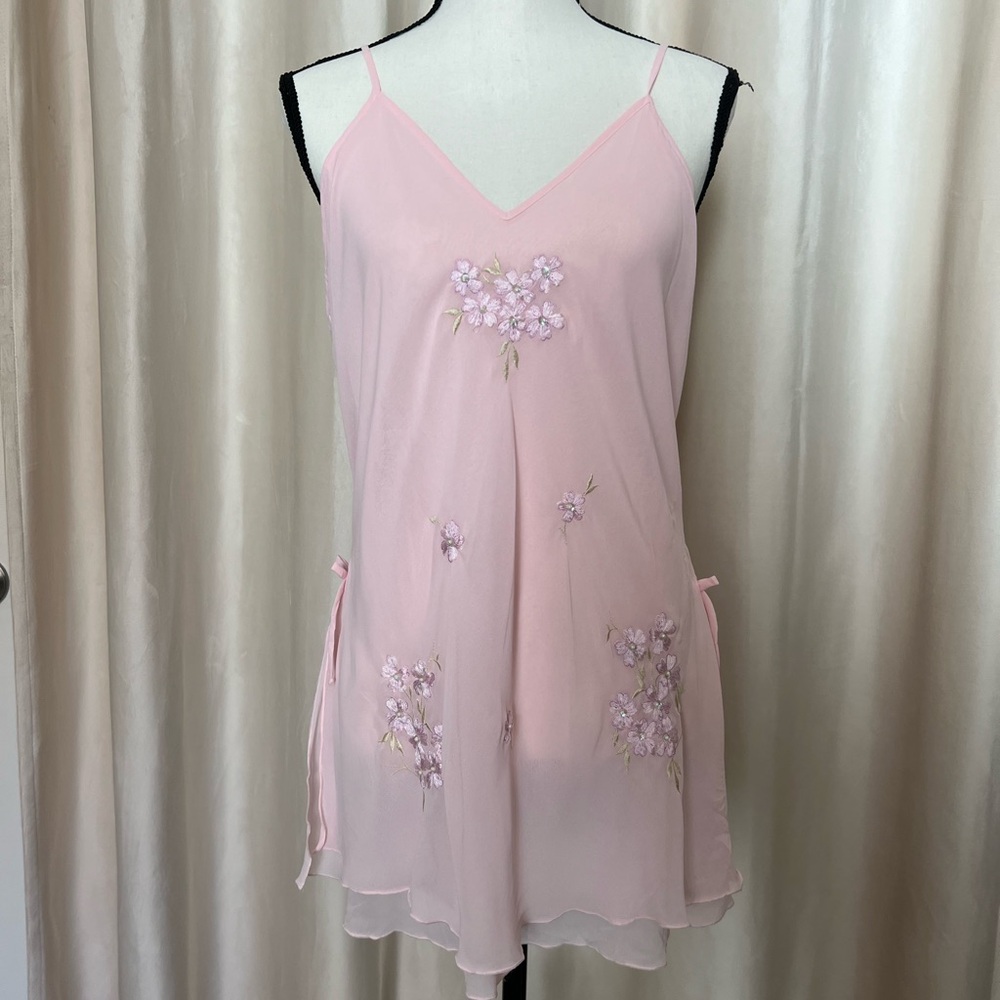 pink beaded slip dress